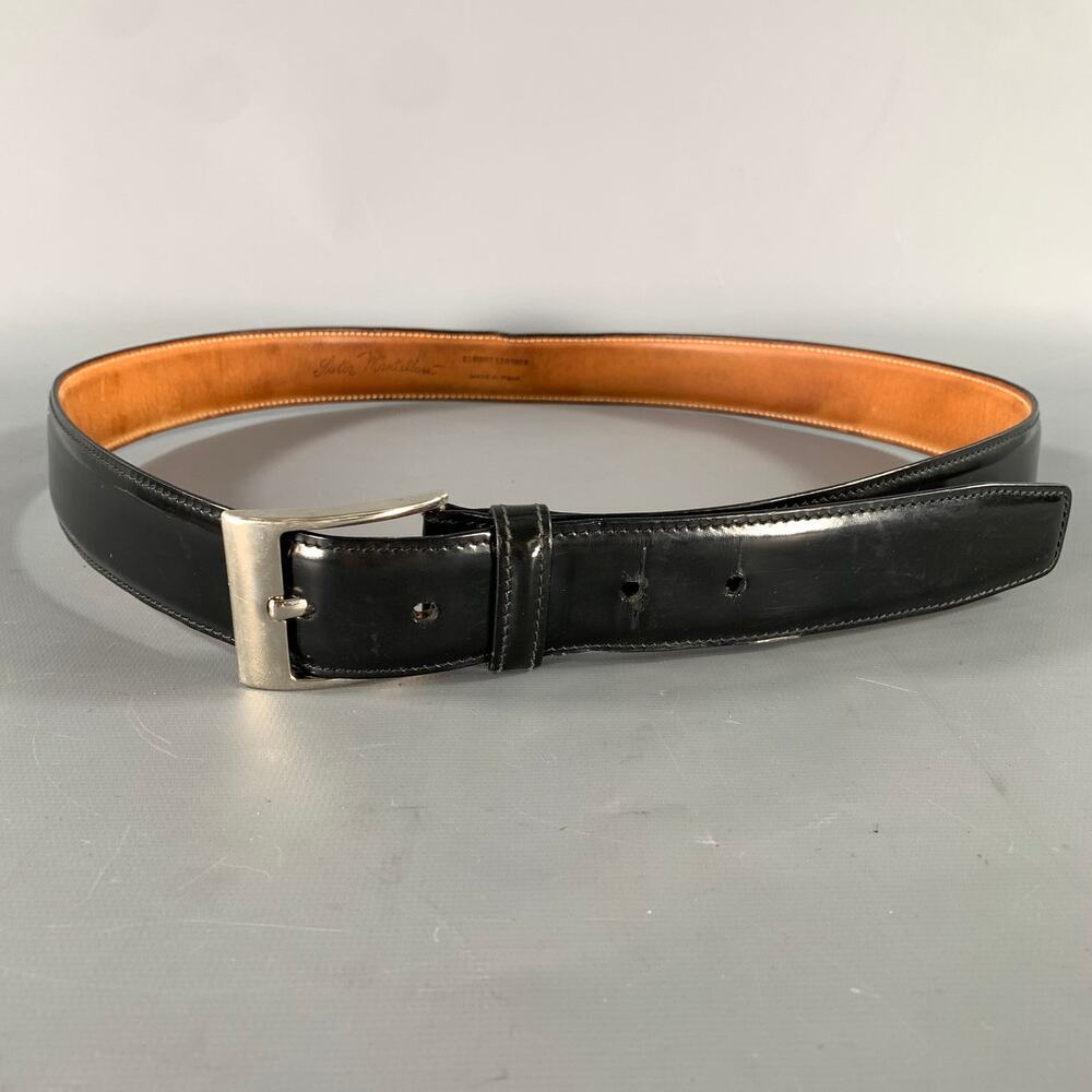 SUTOR MANTELLASSI Size 38 Black Solid Leather Belt